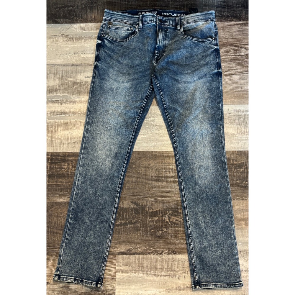 Projek Raw Hiri Skinny Jeans Mens 38 Blue Acid Wash Acti-Flex Stretch Denim